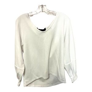 HALOGEN White Long Sleeve Short With Black Tie Back Size S